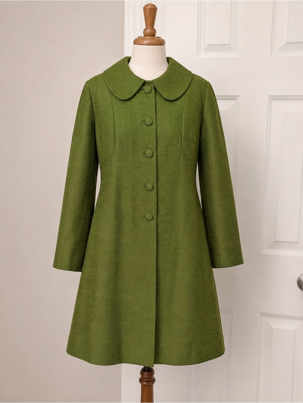 Vintage 1960s Green A-Line Women's Coat